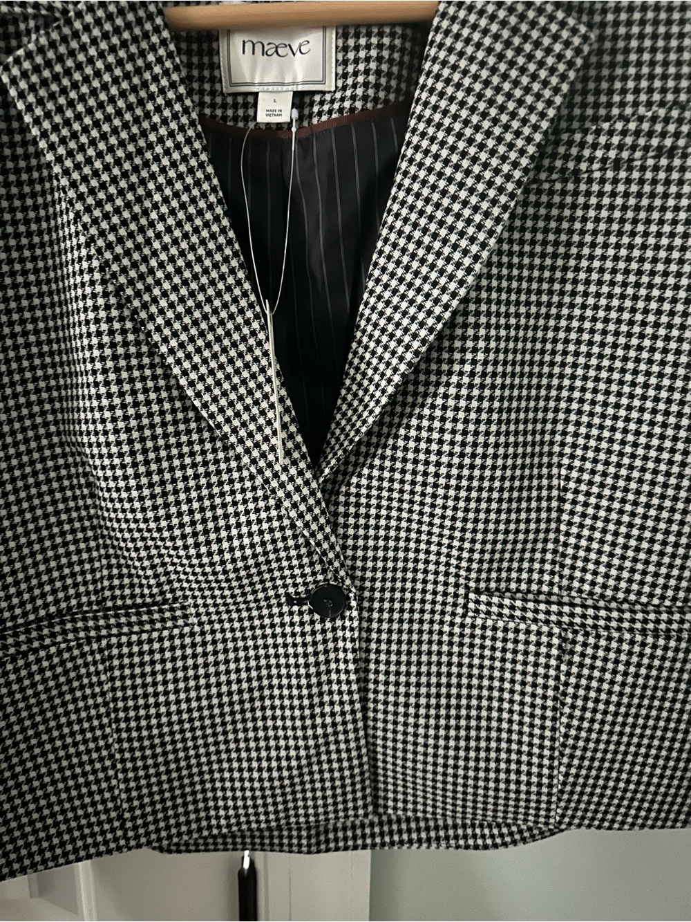 Maeve by Anthropologie Boxy Crop Blazer- Houndstooth size L NWT - Picture 8 of 12